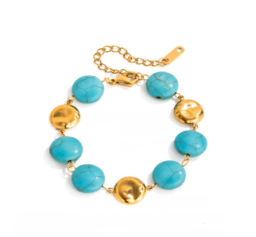 Hammered Gold & Turquoise Bracelet