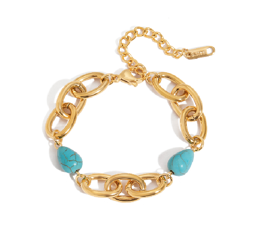 Aurora Link Bracelet – Gold & Turquoise Statement Chain