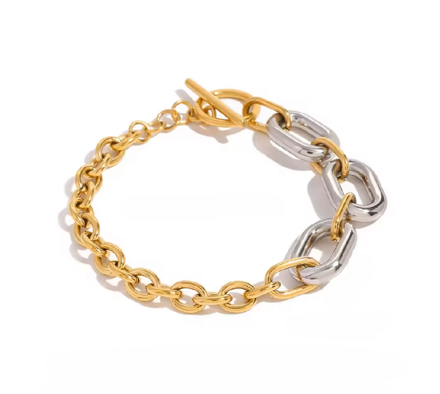 Sunset Link Two-Tone T-Locket Bracelet