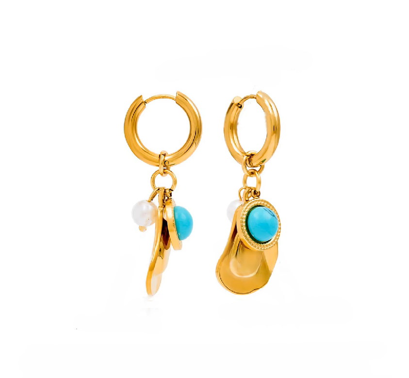 Turquoise Dangle Hoop Earrings