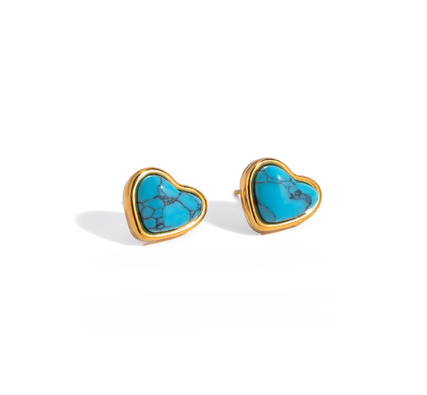 Turquoise Heart Stud Earrings