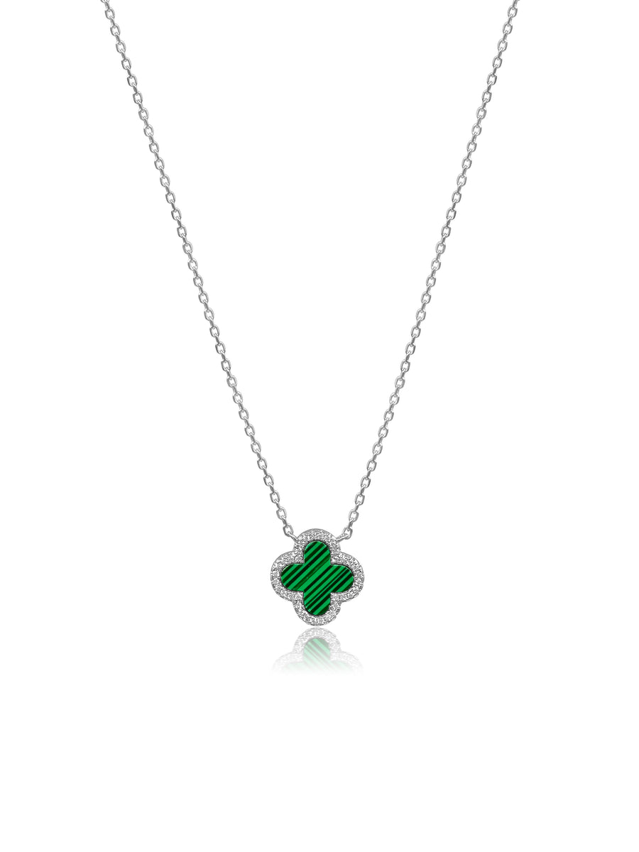 Emerald Clover Sterling Silver Necklace