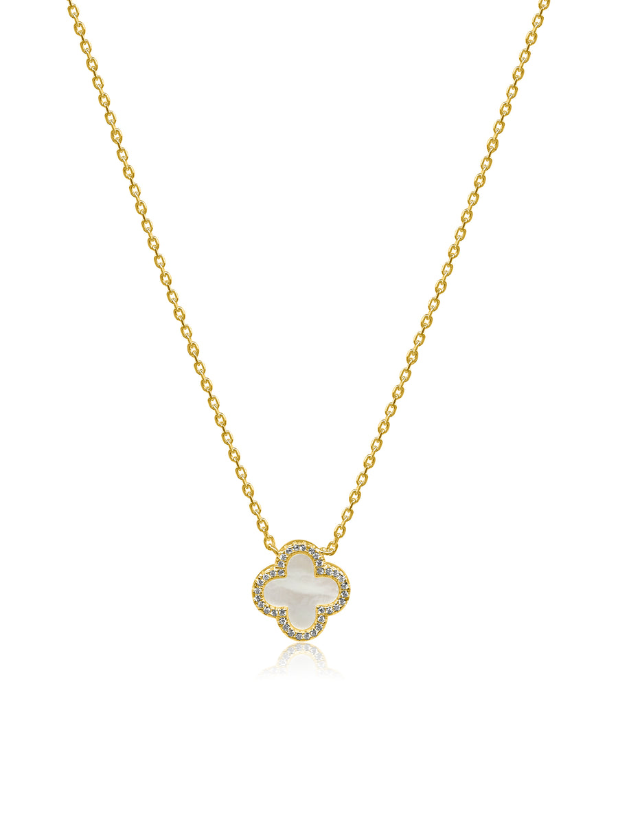 White Clover Gold Necklace