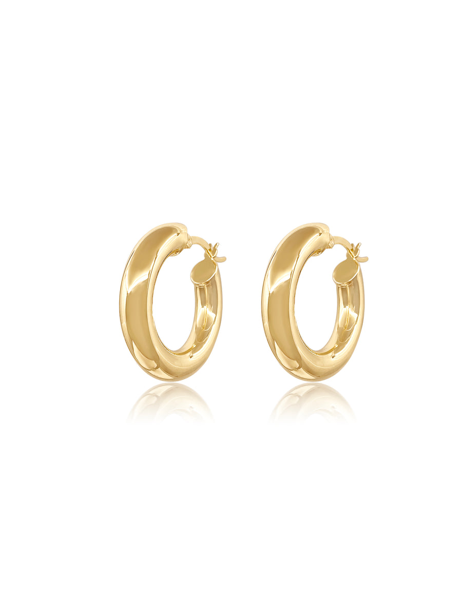 Retro Hoop Gold Earrings