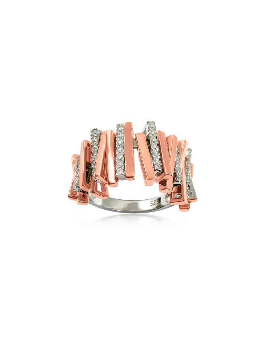 Tara Sterling Silver Ring with Rose Gold