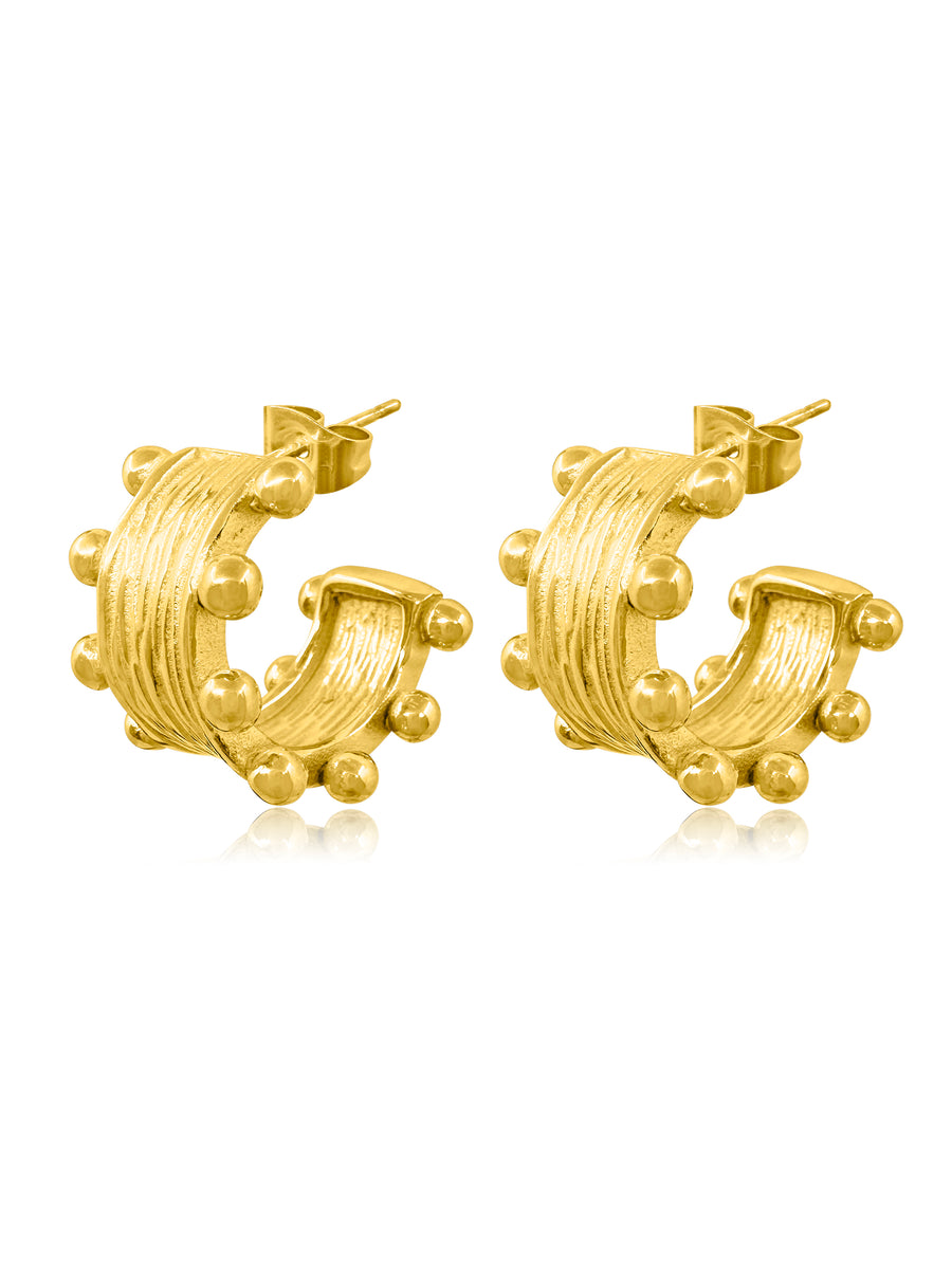 Agnes Crown Gold Earrings
