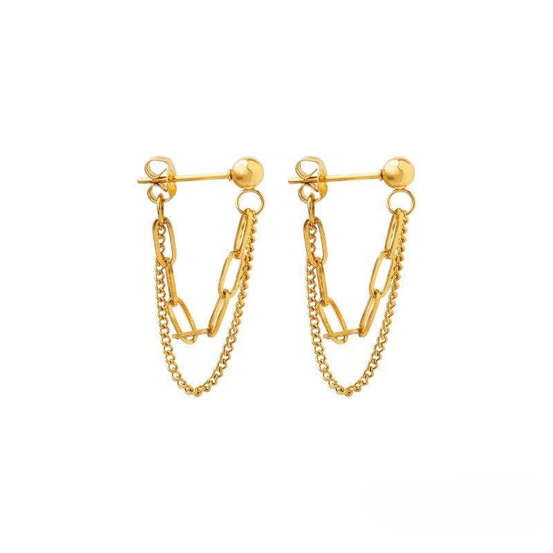 Link Chain Drop Gold Earrings