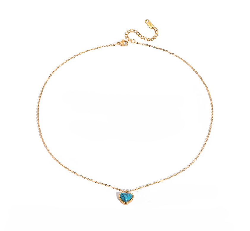 Turquoise Heart Gold Necklace