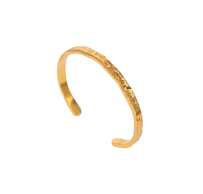 Nyla Hammered Gold Cuff Bangle