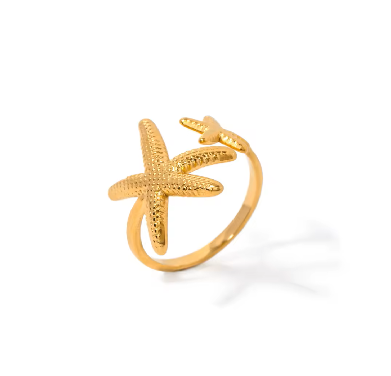 Golden Starfish Adjustable Ring