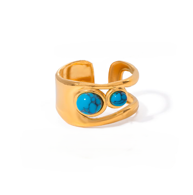 Blue Stoned Gold Ring