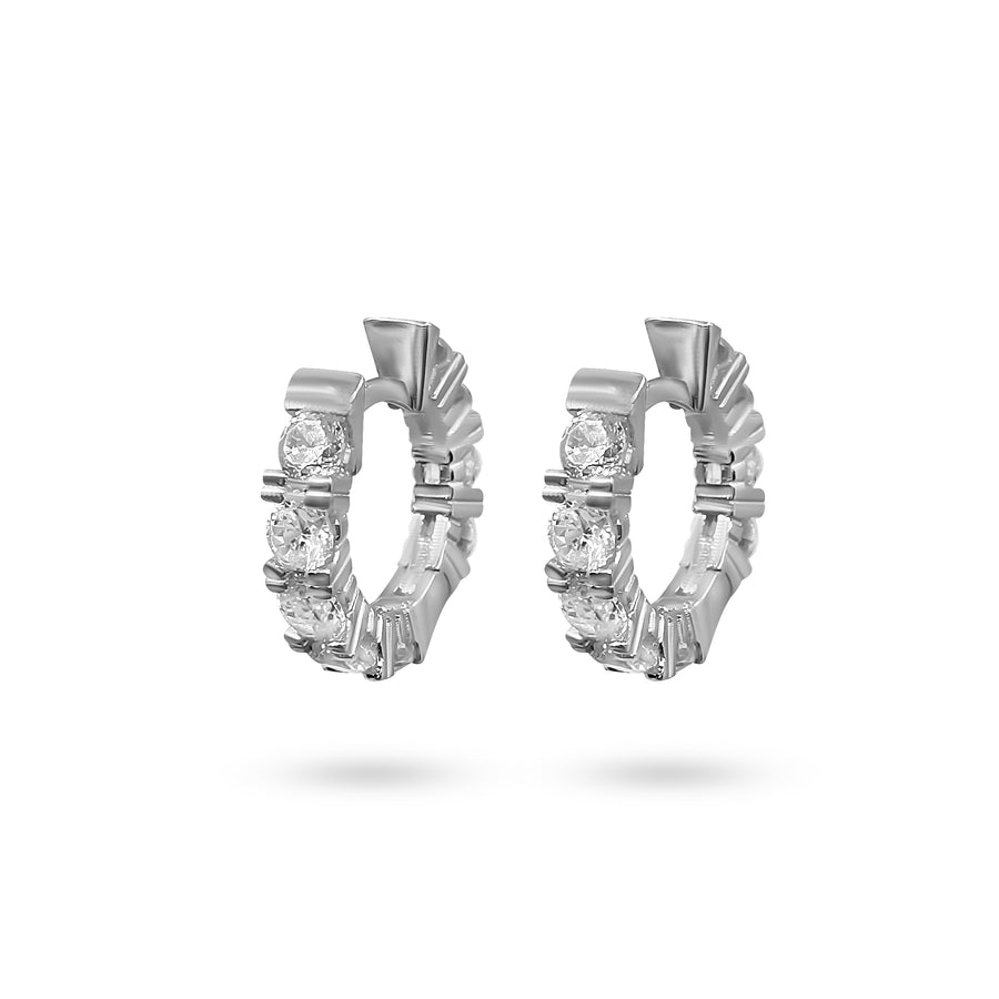 Cluster Huggie Sterling Silver Earrings